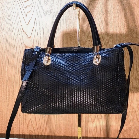 Cole Haan Black Woven Leather Bag